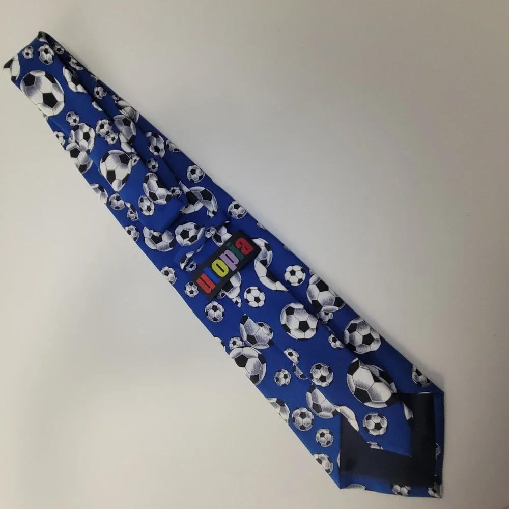 Utopia Mens Soccer Ball Print Necktie Blue Sports Novelty Tie